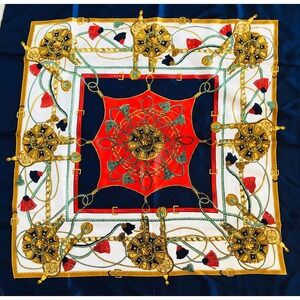 Berkshire Polyester Vintage Scarf Nautical Pattern Italy 30” Square